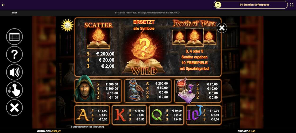 book-of-fire-spielautomat-gewinntabelle