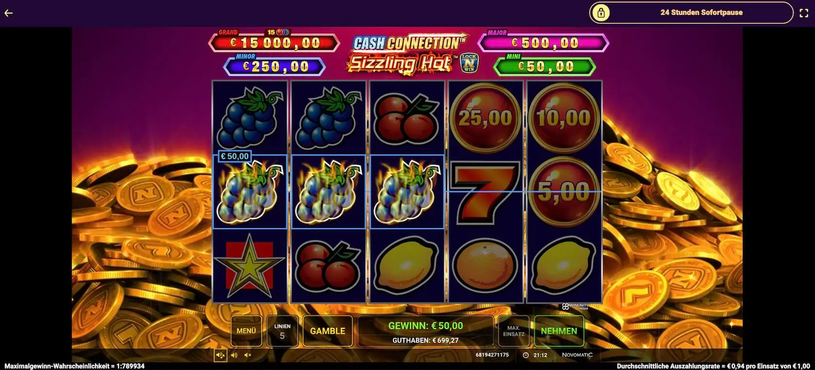 cash-connection-sizzling-hot-gewinn