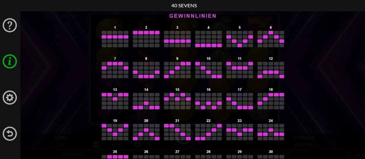 40-Sevens-Gewinnlinien