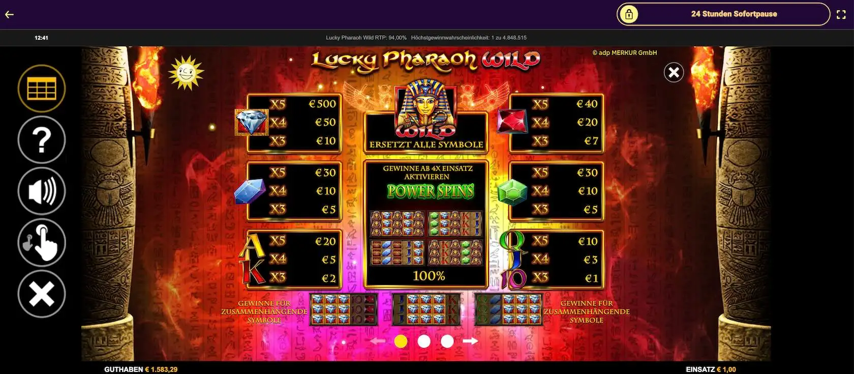 lucky-pharaoh-wild-auszahlungstabelle